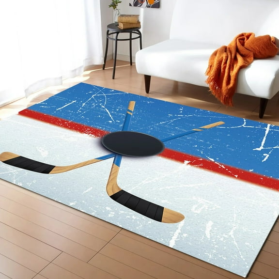 Coral velvet Sport Hockey Stadium Retro Carpets for Living Room Household Bedside Rug Sofa and Coffee Table Blanket Office Floor Mat