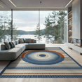 thumbnail image 2 of ODIKA 8'x10' Washable Area Rug Non-Shedding, Easy Care, Entrance Abstract Vinyl Record Inspired Concentric Entryway Circle for King Size Bedroom Under Bed, Master Suite, 2 of 7