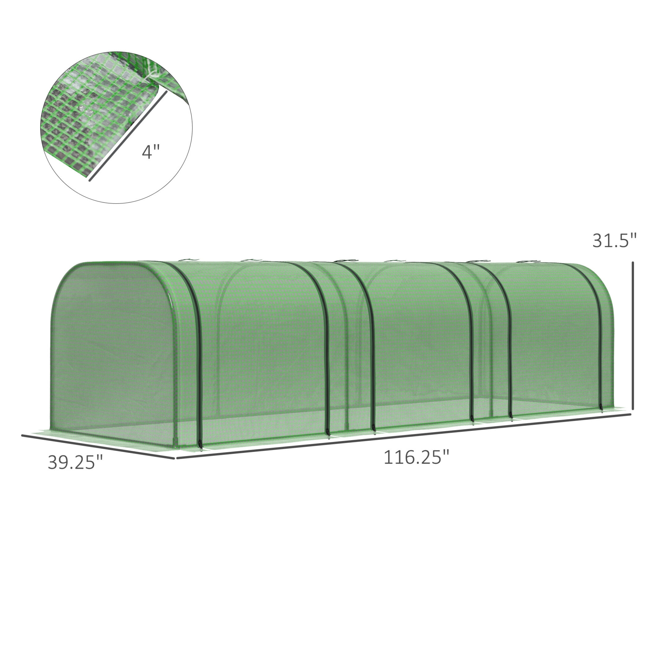 10' x 3' x 2.5' Mini Greenhouse, Portable Tunnel Green House with Roll-Up Zippered Doors, UV Waterproof Cover, Steel Frame, Green