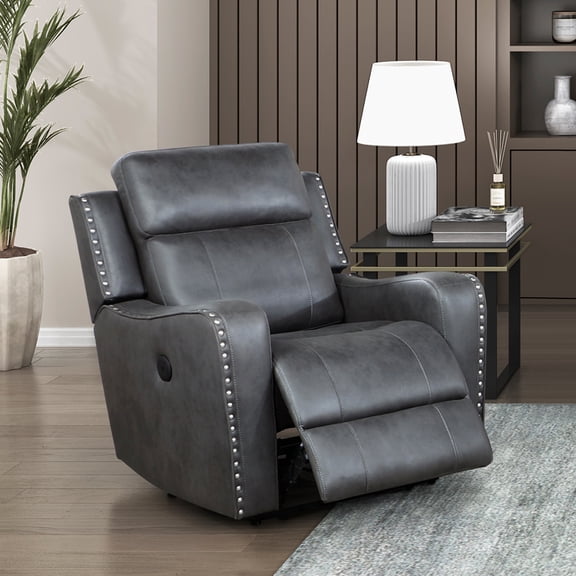OakvillePark Winterthorn Microfiber Power Reclining Chair, Smoky Gray