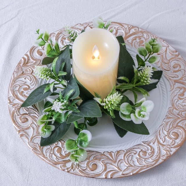 Simulation Flower Candle Ring Candle Cup Garland Ring Table Festival Party Decoration Arrangement Does Not Include Candles