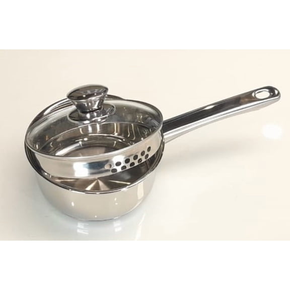 Mainstays 3QT Stainless Steel Saucepan with Straining Lid