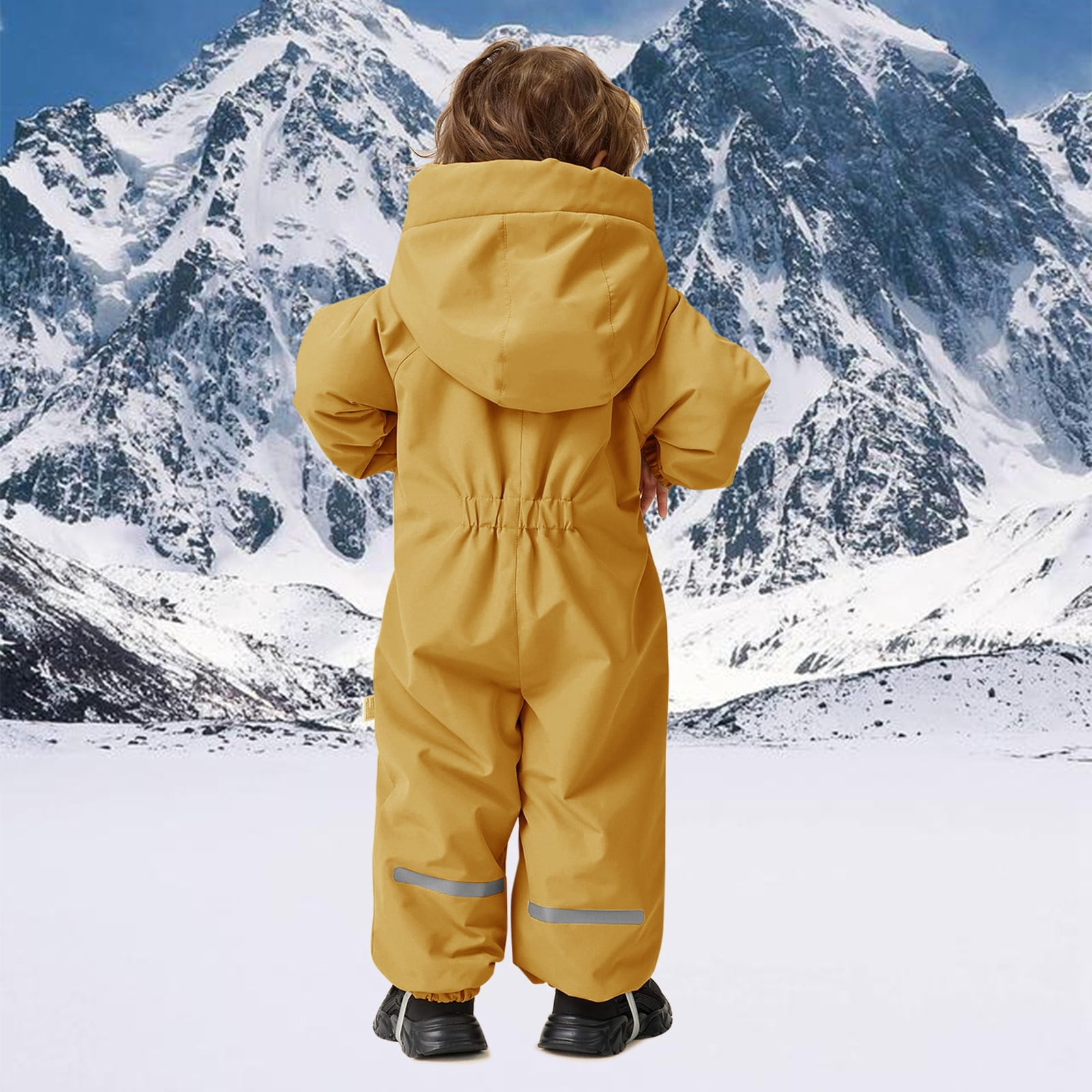 KAUOD Boys Girls One Piece Snowsuits Fleece-Lined Hooded Insulated Ski Jumpsuits Front Pockets Side Zipper Snowboard Suits