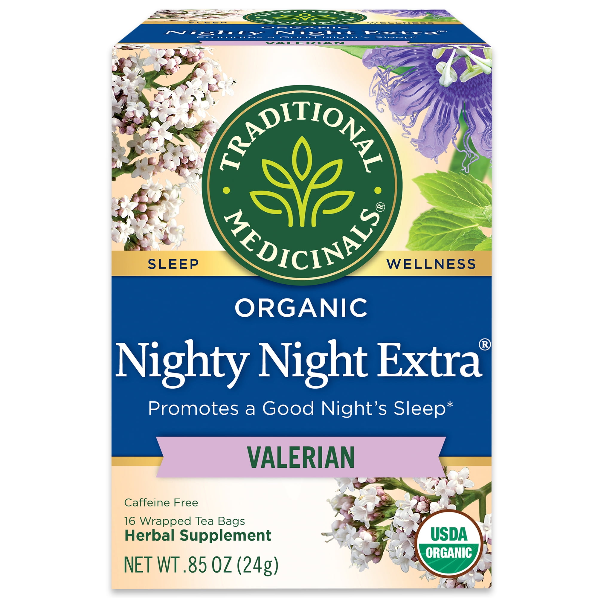 Traditional Medicinals Tea, Organic Nighty Night Extra, Tea Bags, 16 Count