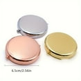 thumbnail image 2 of Round Compact Double-Sided Metal Pocket Makeup Mirror - Foldable, Varnished, Tabletop Mount, Unscented, Glass Surface - Rose Golden, Golden, Silvery Finishes for Purse, 2 of 4