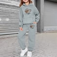 thumbnail image 2 of LRen Kids Sweatsuit Outfit Cute Bowknot Print Round Neck Long Sleeve Valentines Hooded Sweatshirt and Jogger Sweatpants Clothing Soft Valentine's Day Outfits Girls' Clothing Sets, 2 of 6