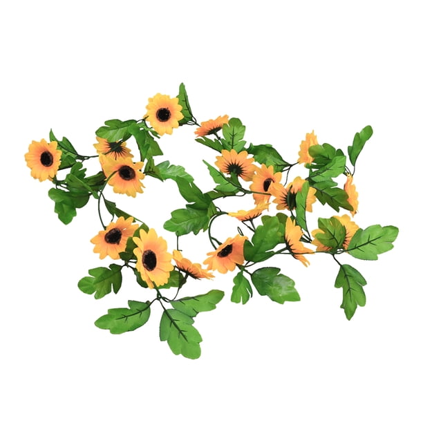 Guirnalda de girasol artificial de 18 cabezas, simulación de flor, vid, colgante de pared, plástico, flor falsa, ratán, naranja seitruly HA8325-01B