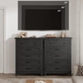thumbnail image 6 of EastVita Black Freestanding 41.3 Inch Tall Vertical Wooden Chest of Dresser with 5 Storage Drawer for Living Room Bedroom Entryway Bedroom, 6 of 7