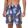 thumbnail image 1 of Balery Cartoon Rabbit Bañador para hombre, shorts de playa de secado rápido con entrepierna y forro de compresión-Small, 1 of 6