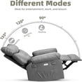 thumbnail image 2 of Bingirl Electric Recliner Swivel Rocker in Gray PU Leather with 270-Degree Swivel, Massage and Heating Functions, Side Pockets, Remote Control, and USB Port, 2 of 7