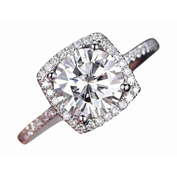 1.50 Carat Halo Man made diamond moissanite and Man made diamond moissanite Engagement Ring with 18k Gold Plating