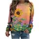 thumbnail image 1 of Camisas informales de manga larga para mujer, sudadera de cuello redondo con estampado Floral de plantas, jersey de cuello redondo, túnica holgada con estampado de puesta de sol Pompotops gfhjh19904, 1 of 5