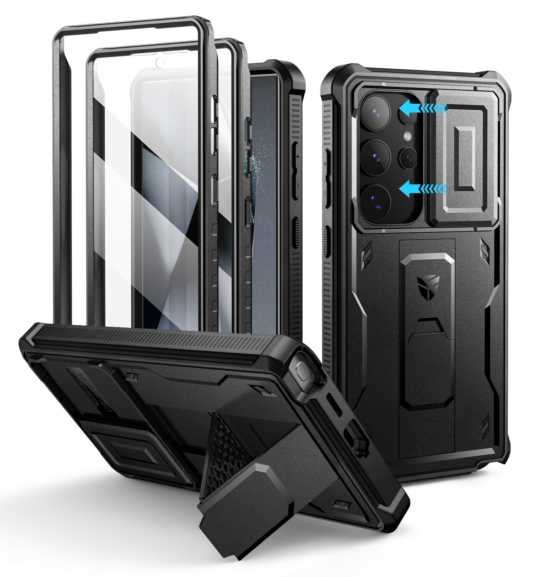Dexnor Samsung Galaxy S24 Ultra Case with Camera Cover & Screen Protector, Black photo 1