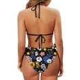 thumbnail image 6 of chaqlin Women's Halter Neck Two Piece Bikini Set - Tropical Floral & Butterfly Print - Quick Dry, Tie Side Swimsuit for Beach Vacation & Pool Party, 6 of 9