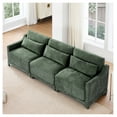 thumbnail image 3 of Green Chenille 3-Seater Sofa with Lumbar Pillows, Ergonomic Design, Wooden Base - Living Room, Bedroom, Hotel Furniture, 3 of 9