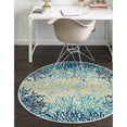 thumbnail image 2 of Unique Loom Tapis de Corail Abstrait Ariel Rond 4' x 4' Sarcelle/ivoire, 2 of 2