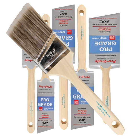 Pro Grade, Angle Premium Paint Brushes, 6 Piece Set, Interior/Exterior Painting