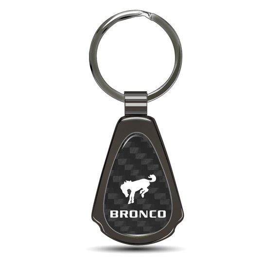 Ford Bronco Real Black Carbon Fiber Gunmetal Black Metal Teardrop Key Chain