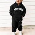 thumbnail image 4 of Toddler Baby Girls Fall Outfit Sweatshirt Kids Boys Kids Letter Hooded Tracksuit Unisex Hoodie Sweatpants Set Casual 2 Piece Outfits Size 3-4T, 4 of 5