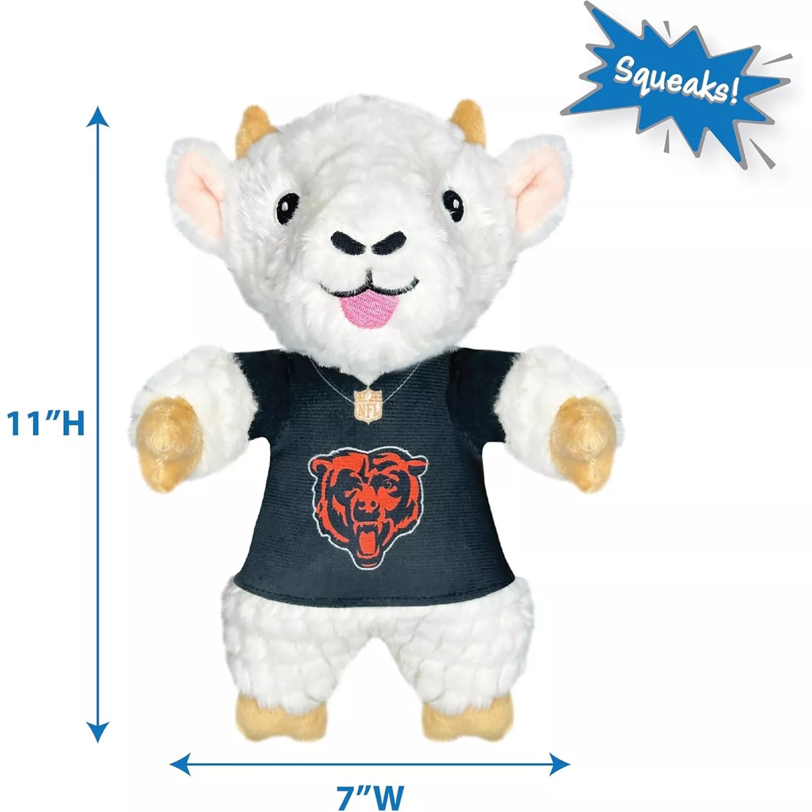 Pets First NFL Goat Plush Toys for Dogs & Cats Dog Chew Toys with Inner Squeaker