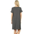 thumbnail image 3 of Womens Casual Rolled Short Sleeve Loose Tunic Shirt Dress, 3 of 3