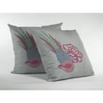 thumbnail image 3 of Hiding Peacock Suede Blown and Closed Pillow Pink on White 20"x20", 3 of 5