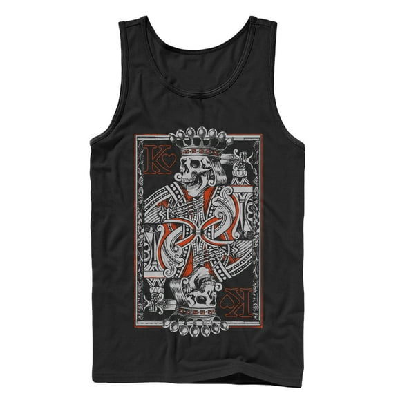 Men's Lost Gods Skeleton King of Hearts  Tank Top Black Large