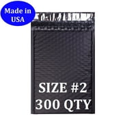 Size #2 (8.5"x11" Interior) Black Poly Bubble Mailers with Self Seal- 300 QTY (Value Case) Fast Shipping!