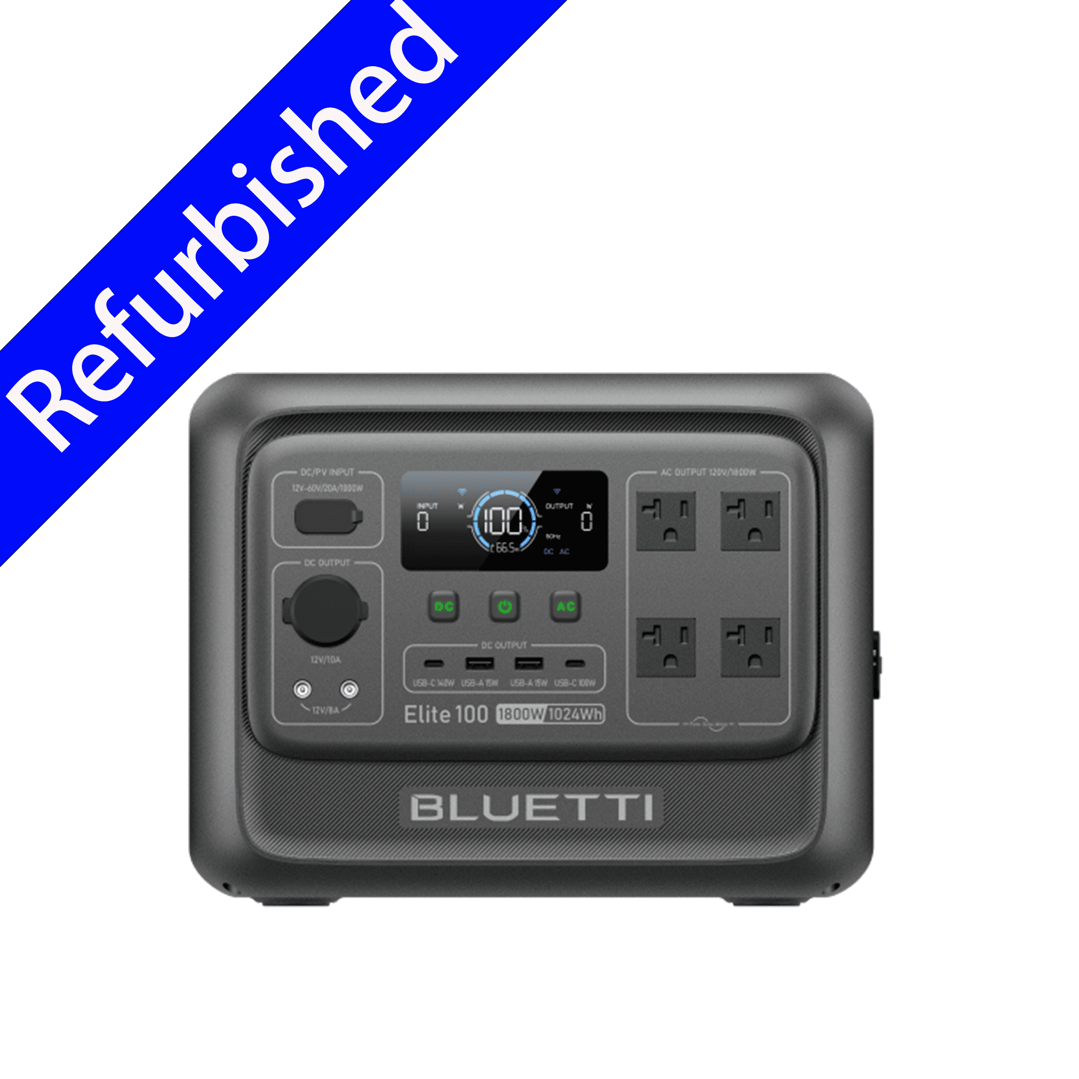 Restored BLUETTI Elite 100 V2 Portable Solar Generator, 1024Wh LFP Battery, 1800W AC Output, Compact Backup Power for Camping and Home  Refurbished