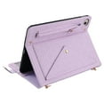 thumbnail image 4 of Case for iPad mini 1/2/3/4/5, Folio Stand PU Leather Rugged Cover with Shoulder Strap and Handstrap with elastic, Multi-Card Slots Cash Pockets Pen Slot Envelope Pocket Wallet Case, Purple, 4 of 10