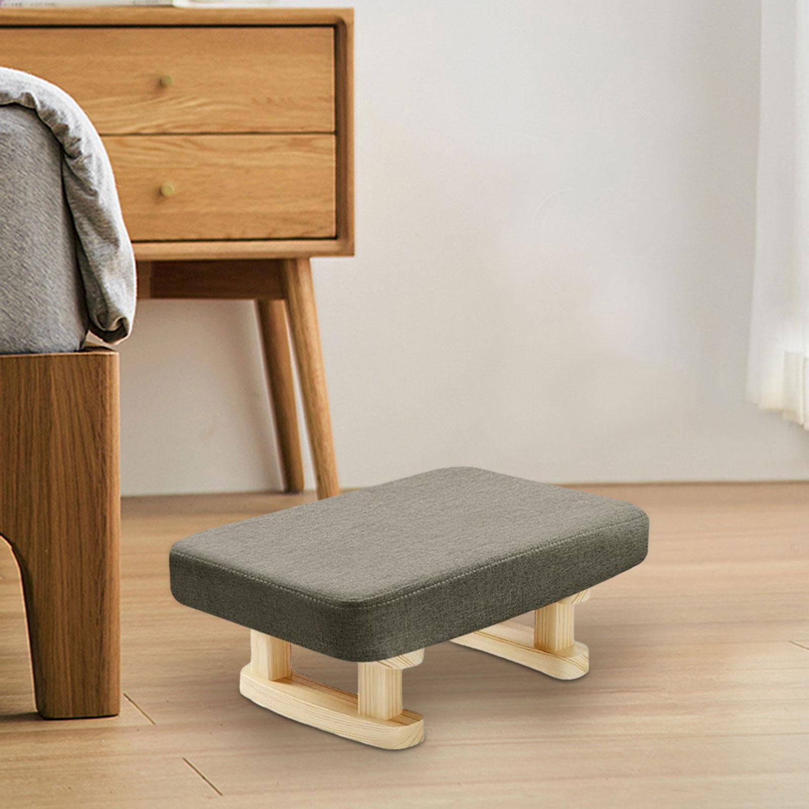 Tongina Padded Foot Stool Small Low Ottoman Rectangular Breathable Foot Rest with Wooden Legs Sofa Footrest for Couch Office, Bedroom coffee color