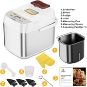 MOOSOO 2lb Bread Maker Stainless Steel Bread Machine LED Display with 19 Settings Automatic Nut Dispenser