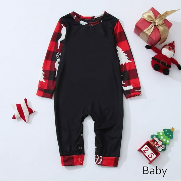 Pijamas familiares a juego con estampado navideño de moda, estilo europeo, para padres e hijos, monos de poliéster para bebés.