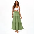 thumbnail image 4 of Women Long Skirt Fashion Solid Color Long Skirts Elastic Waist Faldas Loose Casual High Waist Saia Versatile Half-Body Dress, 4 of 8