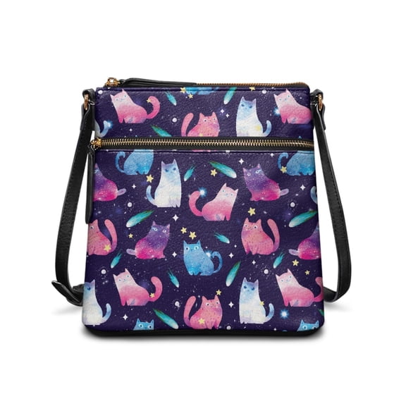 Eheartsgir Colorful Cat Pattern Easy to Carry Shoulder Purse for Travel Daily Use, Smooth Zipper Lightweight Women's Crossbody Purse Adjustable Strap Crossbody Bag
