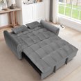 thumbnail image 3 of FFH 65" Convertible Futon Sofa Bed, Pull Out Sofa Bed with Adjustable Backrest, Velvet Loveseat Sleeper Sofa for Living Room, Dark Gray, 3 of 8