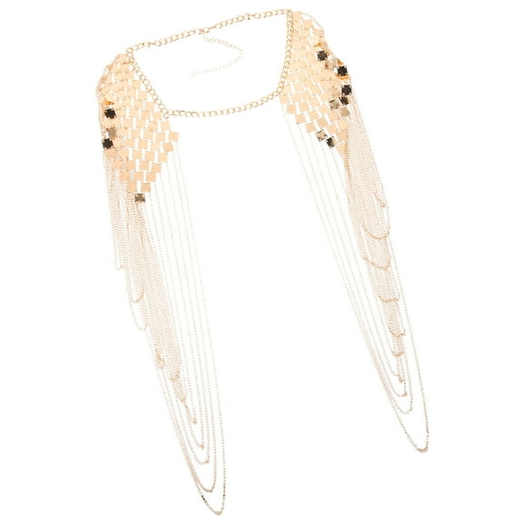 WHAMVOX Double Shoulder Chain Dangling Body Necklace Golden