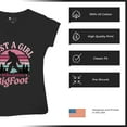 thumbnail image 6 of Just a Girl Who Loves Bigfoot Women's V-Neck T-shirt Sasquatch Fan Cryptid Cute Gift Vintage Sunset Wildlife Camping Tee, 6 of 7