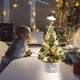 thumbnail image 1 of Adornos navideños, miniárbol de Navidad blanco flocado, adornos navideños, decoración pequeña encriptada, mini colgante de escritorio, 1 of 6