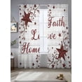 thumbnail image 2 of Wooden Grain Sheer Curtains 96 Inch Length 2 Panels Set Window Treatments, Red Country Texas Star Branches Berry Rod Pocket Semi Curtains for Living Room/Bedroom/Kitchen Décor, 104"W x 96"L, 2 of 7