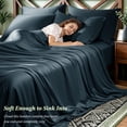 thumbnail image 5 of SONORO KATE 6 Pieces Bamboo Bed Sheets Set, Luxury Rayon Derived - Deep Pockets - Wrinkle Free - Extremely Soft, Queen, Navy Blue, 5 of 9