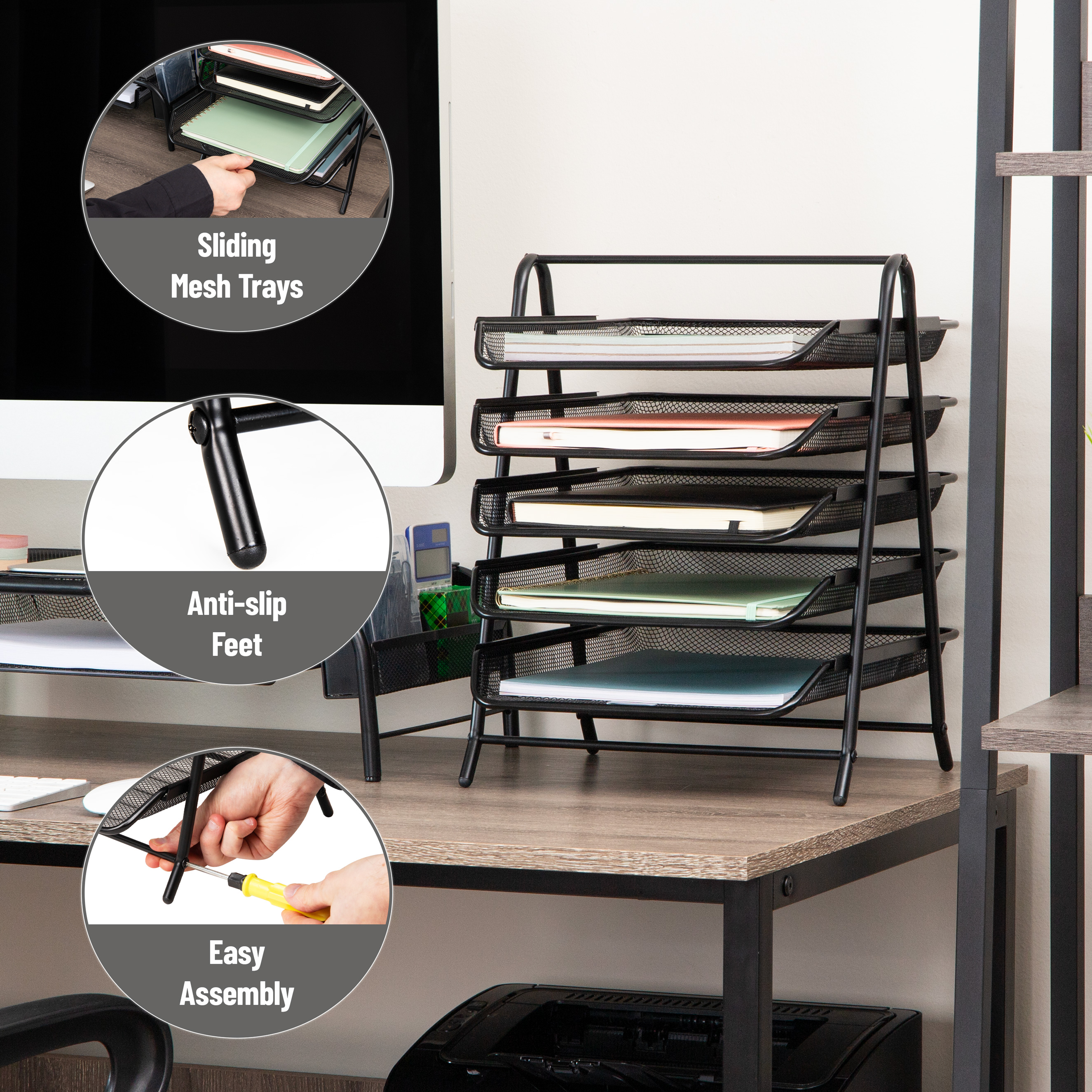 Mind Reader 5-Tier Mesh Paper Tray Organizer photo 7