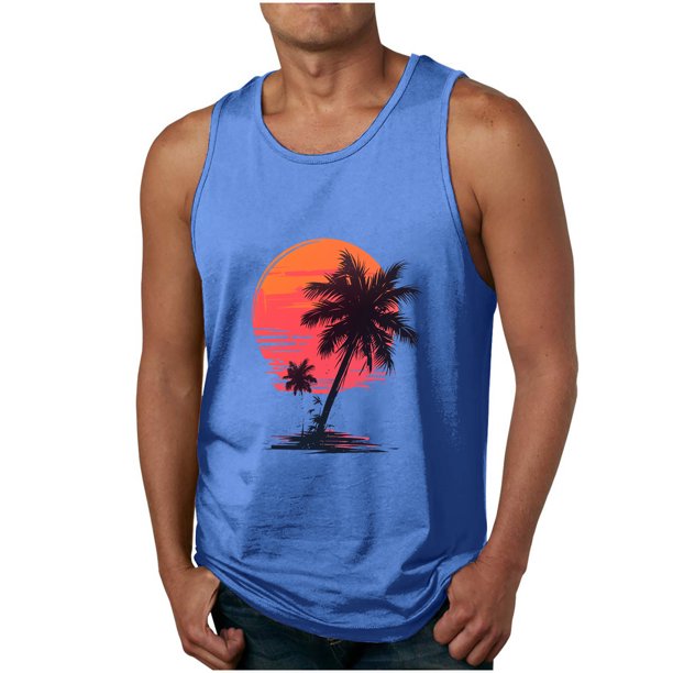 Camisetas de Tanque de los Hombres Tanque de los Hombres Incolor Gradiente de Impresión Cuello Redondo Correa Delgada Fuga Atrás Regular Casual Deportes Blusas de Tanque