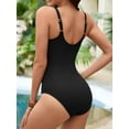 thumbnail image 6 of Asoul Womens One Piece Zipper Swimsuit Full Coverage Bathing Suits Ribbed Slimming High Cut Adjustable Straps Swimwear, 6 of 6