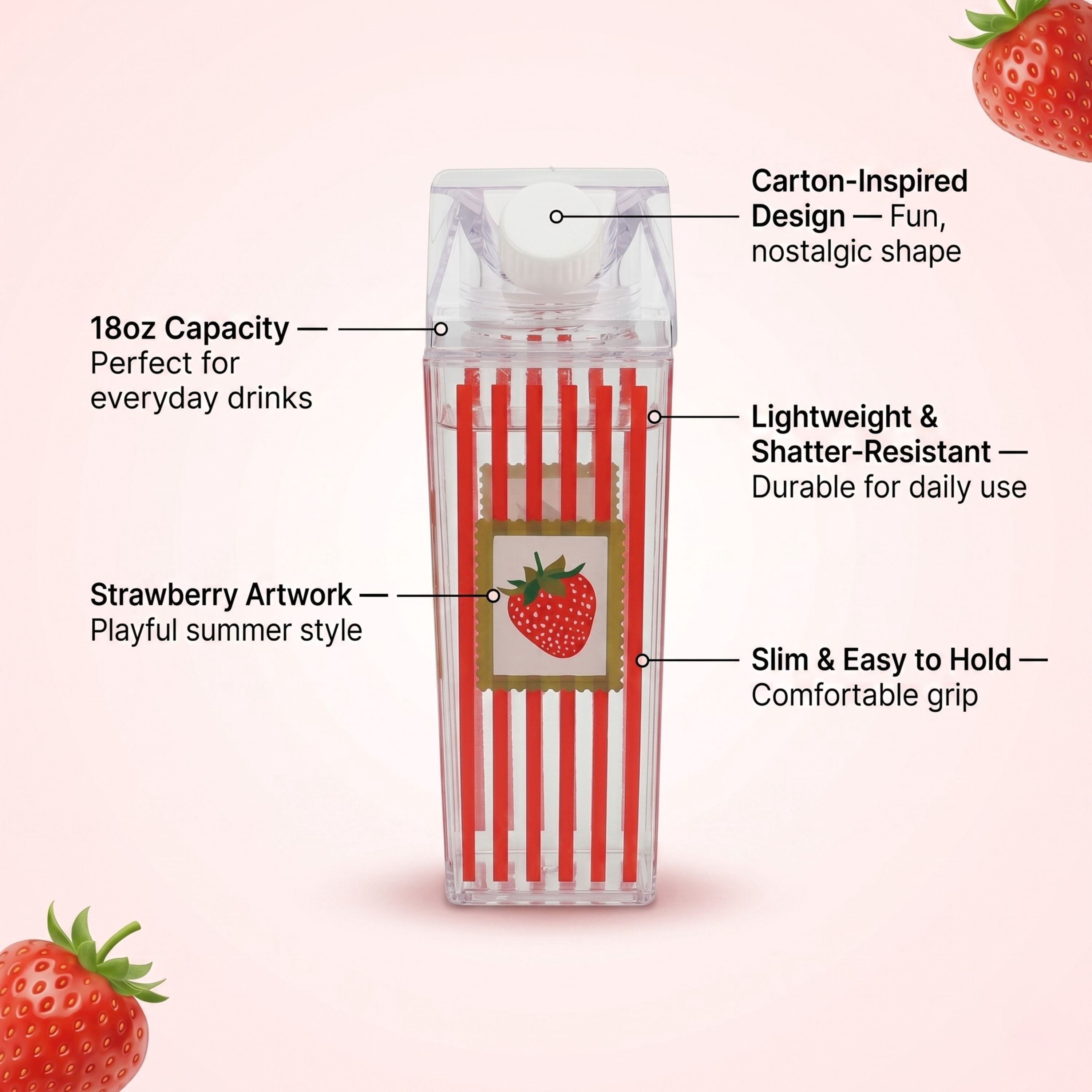 Just Feed Me by Jessie James Decker 2-Pack 18oz Carton-Style Tumbler Set, Strawberries and Stamps