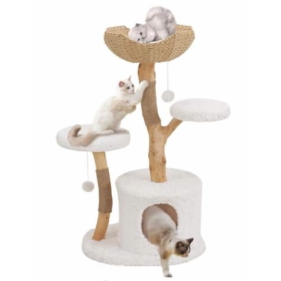 ChaoLink Modern Natural Wood Cat Tree - Aesthetic Tower with Scratching Posts