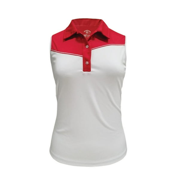 Monterey Club Women's West Contrast Block Sleeveless Golf Polo Shirt