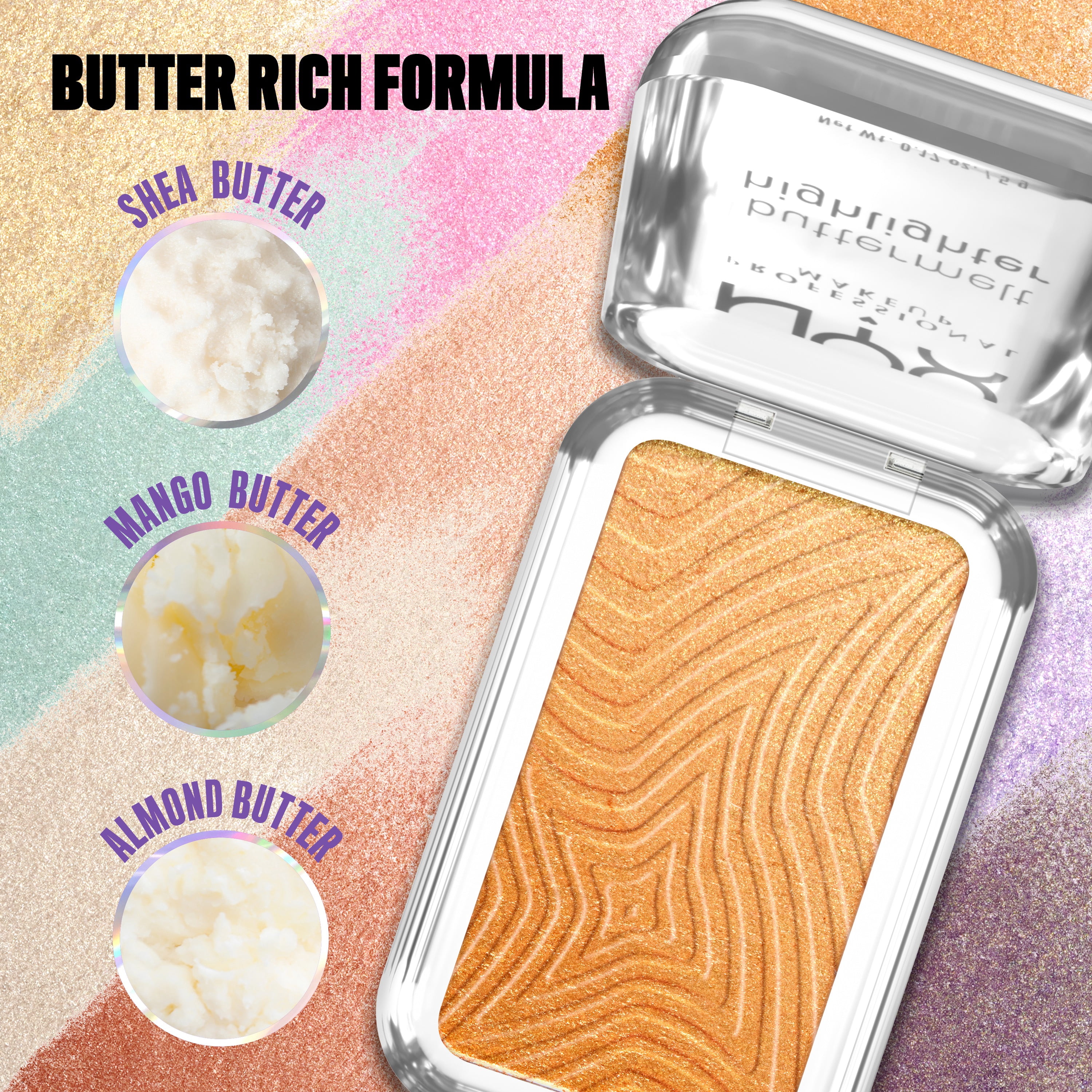 NYX Professional Makeup Buttermelt Powder Highlighter, 12H Wear, Butta Bling 30