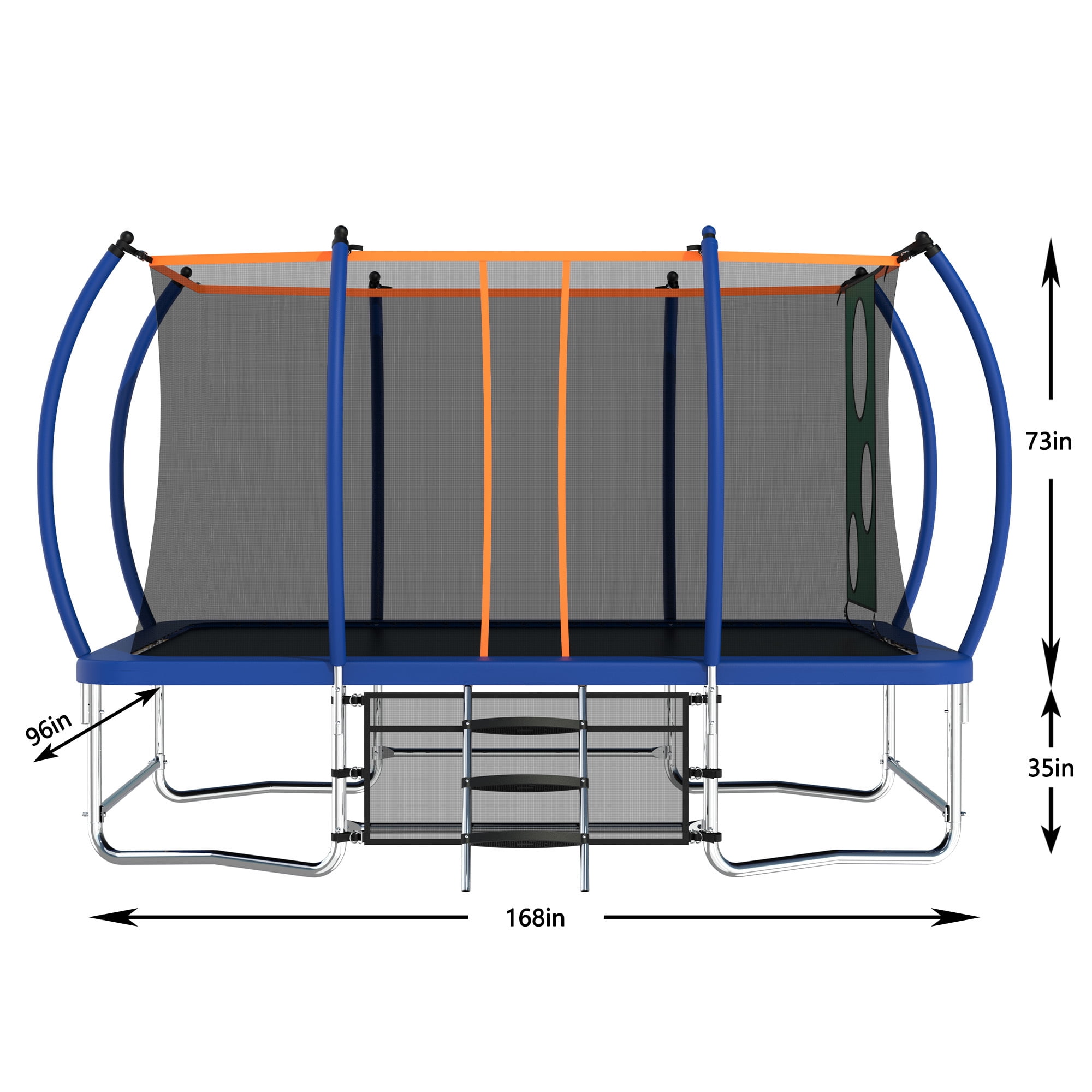 8X14FT Trampoline for Kids and Adults,Large Rectangle Trampoline with Enclosure Net,Blue