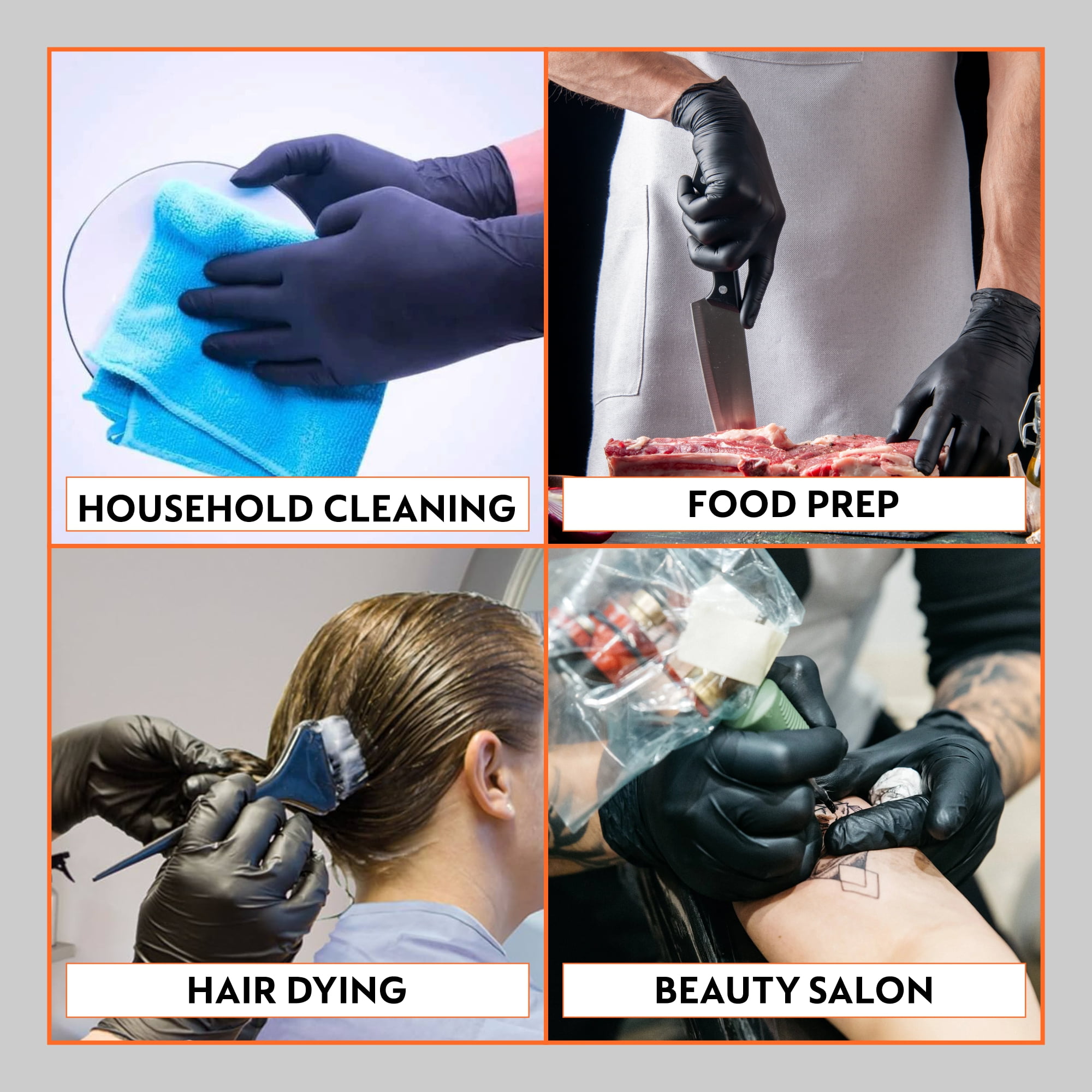 Roots Latex-Free Nitrile Disposable Gloves Box Set, Black, 100 Count
